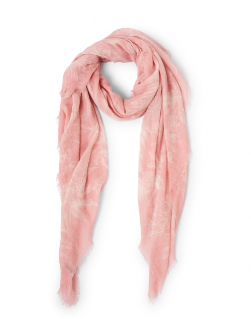 Product image - Franco Ferrari - Pink and White Hand Painted Floral Cashmere Scarf