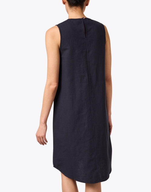 Back image - Megan Park - Merida Navy Embroidered Shift Dress