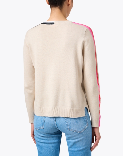 Back image - Lisa Todd - Beige Contrast Stripe Cotton Sweater