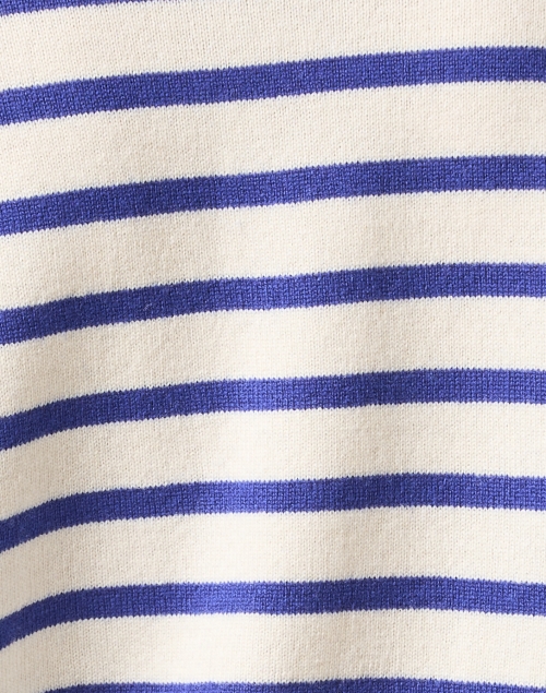Fabric image - Chinti and Parker - Cream and Blue Striped Wool Cashmere Cardigan