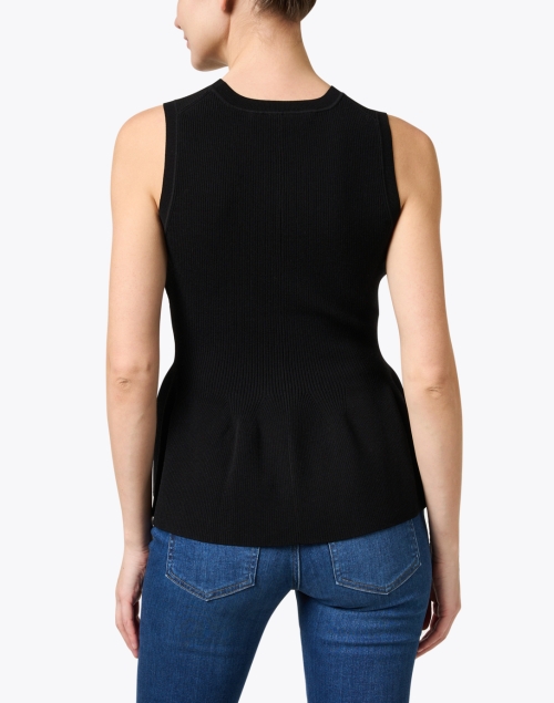 Back image - Veronica Beard - Arago Black Knit Peplum Top