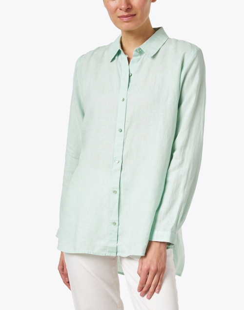 Front image - Eileen Fisher - Mint Green Linen Shirt