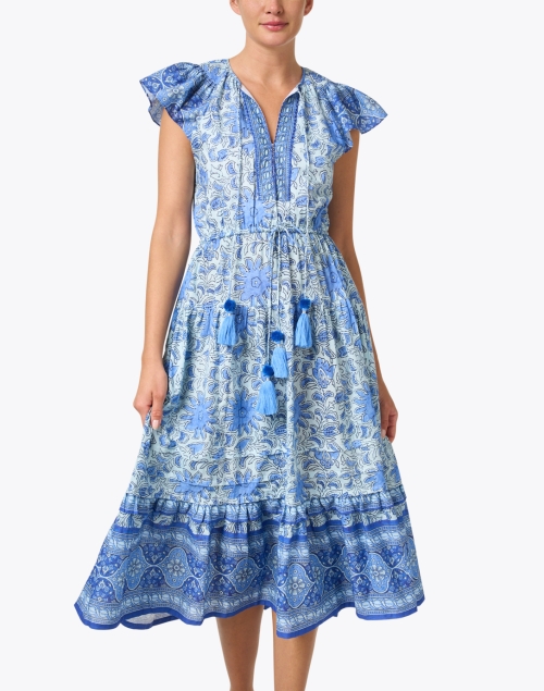 Front image - Bella Tu - Drew Blue Print Cotton Dress