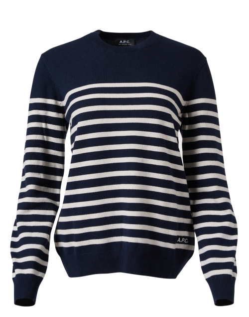 Product image - A.P.C. - Phoebe Navy Striped Cashmere Sweater