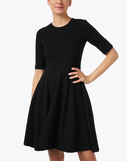 Front image - Emporio Armani - Black Ribbed Fit and Flare Dress