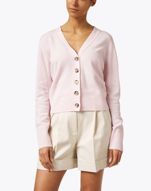 Front image - Allude - Light Pink Wool Cashmere Cardigan