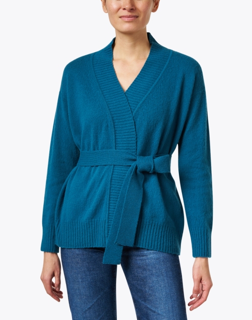 Front image - Max Mara Leisure - Blue Wool Belted Cardigan