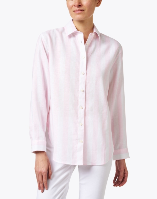 Front image - Hinson Wu - Halsey Pink Striped Linen Shirt