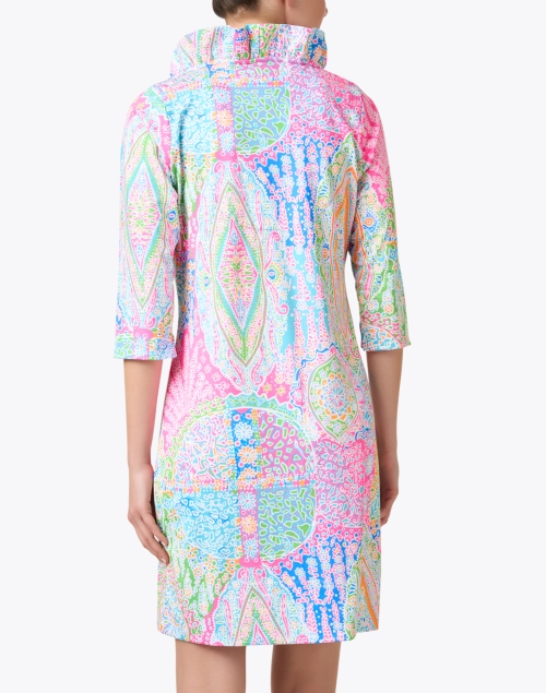 Back image - Gretchen Scott - Multi Bazaar Printed Ruffle Neck Dress