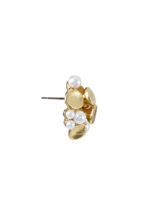 Back image - Oscar de la Renta - Victoria Gold and Pearl Cluster Earrings