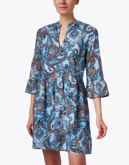 Front image - Jude Connally - Blue and Orange Paisley Print Dress