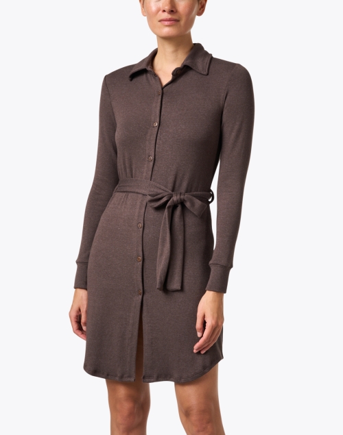Front image - Southcott - Sydney Brown Cotton Belted Sweater Dress