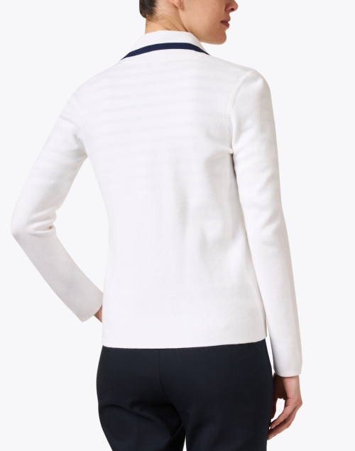Back image - Kinross - White and Navy Cotton Cashmere Blazer