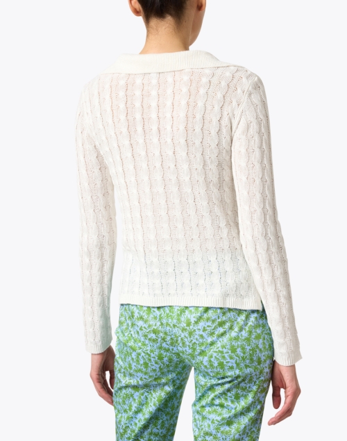 Back image - White + Warren - White Linen Cotton Cable Sweater