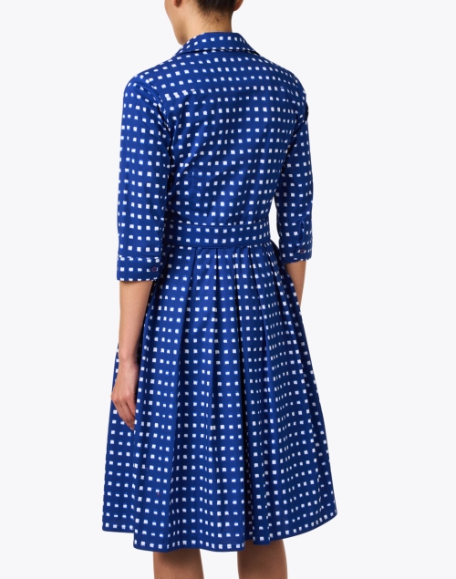 Back image - Samantha Sung - Audrey Blue Check Print Stretch Cotton Dress