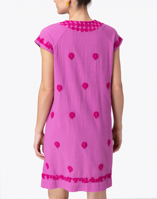 Back image - Roller Rabbit - Faith Pink Embroidered Cotton Dress