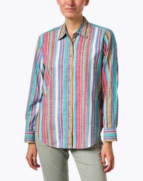 Front image - Xirena - Beau Multi Stripe Cotton Shirt