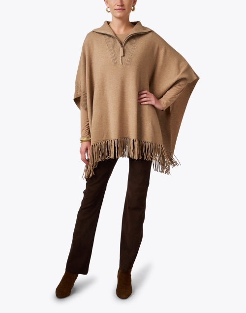 Look image - Repeat Cashmere - Camel Quarter Zip Wool Cashmere Poncho