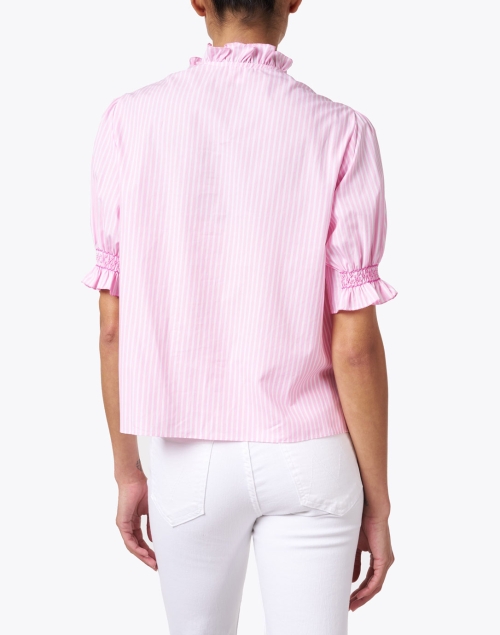 Back image - Loretta Caponi - Milvia Pink Stripe Cotton Blouse