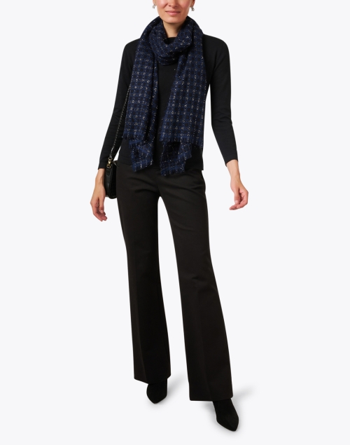 Extra_1 image - Jane Carr - Black and Navy Cashmere Scarf