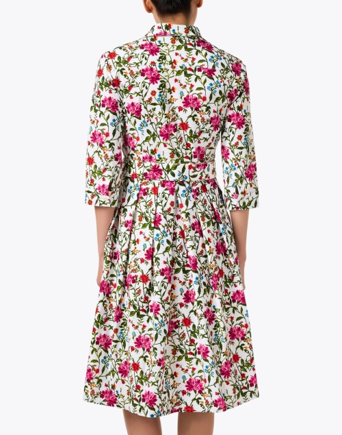 Back image - Samantha Sung - Audrey White Floral Print Cotton Stretch Dress