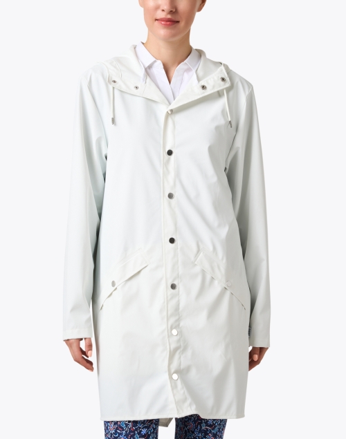 Front image - Rains - Long White Raincoat 