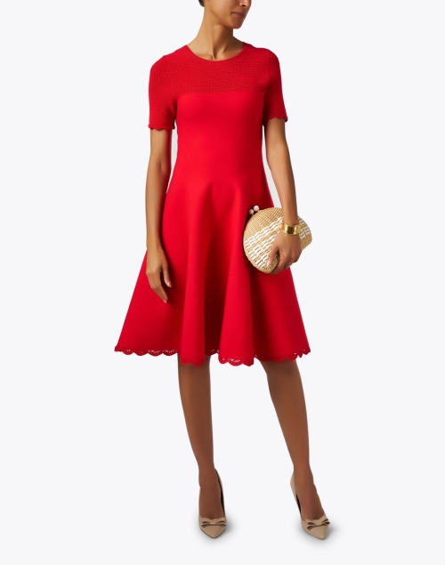 Coral Knit Fit and Flare Dress 