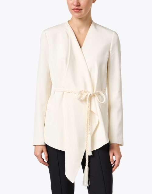 Front image - Lafayette 148 New York - Ivory Stretch Silk Wrap Jacket