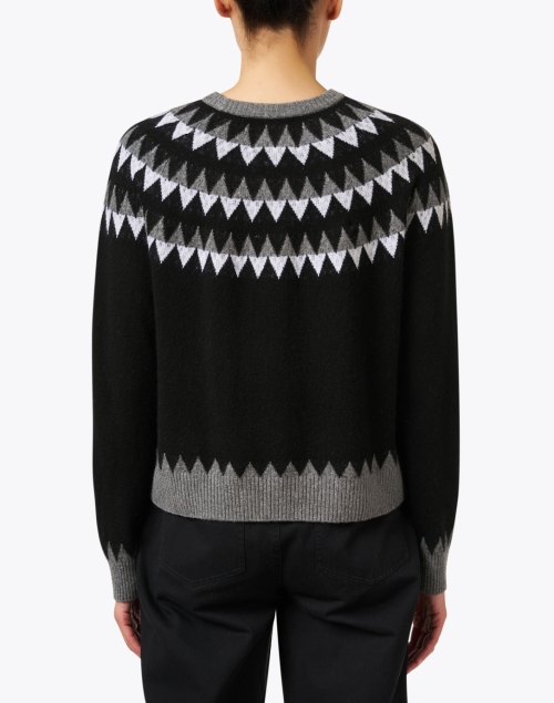 Back image - Jumper 1234 - Val Black and White Multi Intarsia Cashmere Sweater 