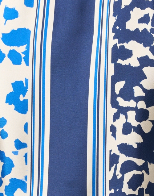 Fabric image - Sara Roka -  Savoia Blue and Ivory Print Silk Blouse