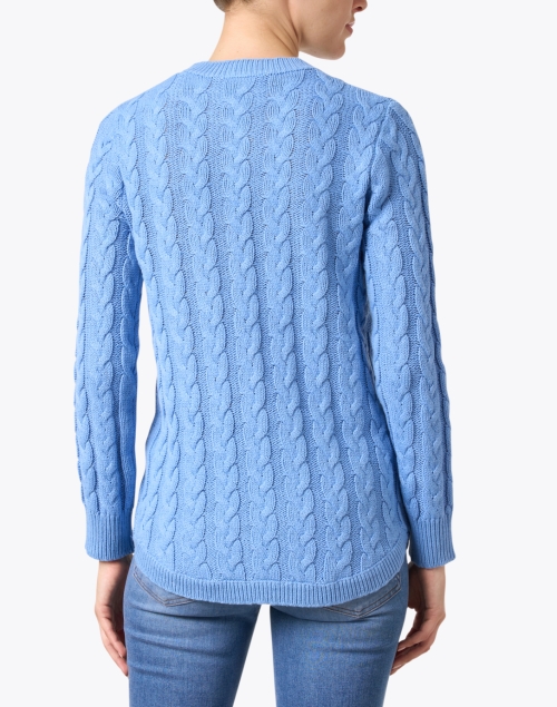 Back image - Sail to Sable - Blue Cotton Cable Knit Sweater