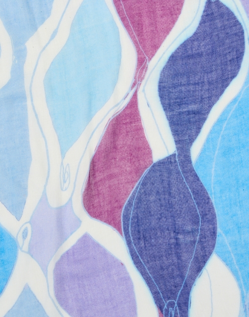 Fabric image - Pashma - Blue and Purple Print Cashmere Silk Scarf