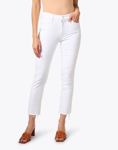 Front image - Mother - The Dazzler White Ankle Fray Jean