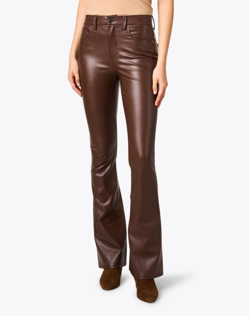 Front image - Veronica Beard - Beverly Brown Faux Leather High Rise Flare Pant