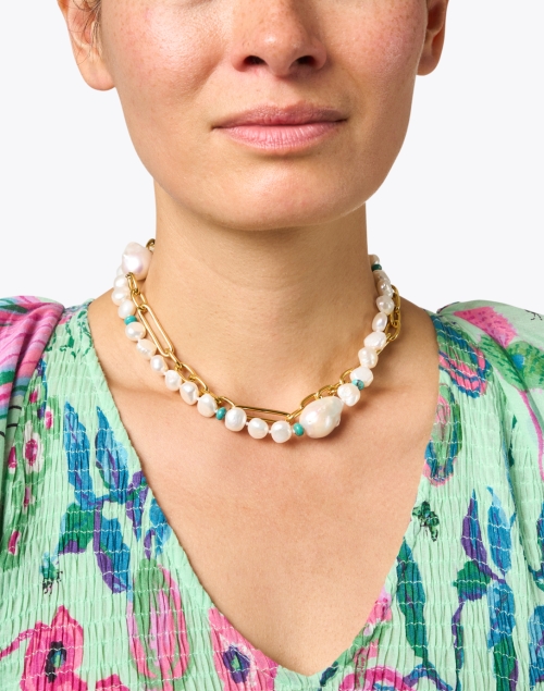 Harbor Turquoise and Pearl Link Necklace