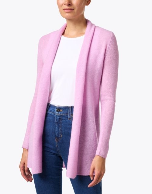 Front image - White + Warren - Pink Cashmere Trapeze Cardigan
