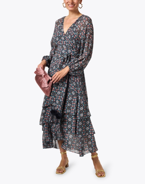 Look image - Figue - Frederica Navy Multi Print Silk Dress 