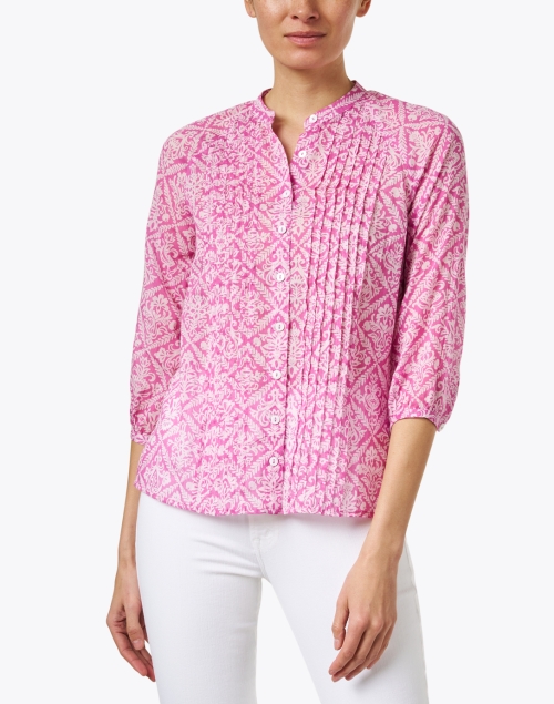 Front image - Banjanan - Gemini Pink Print Cotton Top