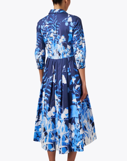 Back image - Sara Roka - Elenat Blue Print Cotton Dress
