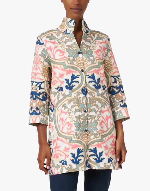 Front image - Connie Roberson - Rita Multi Print Linen Jacket