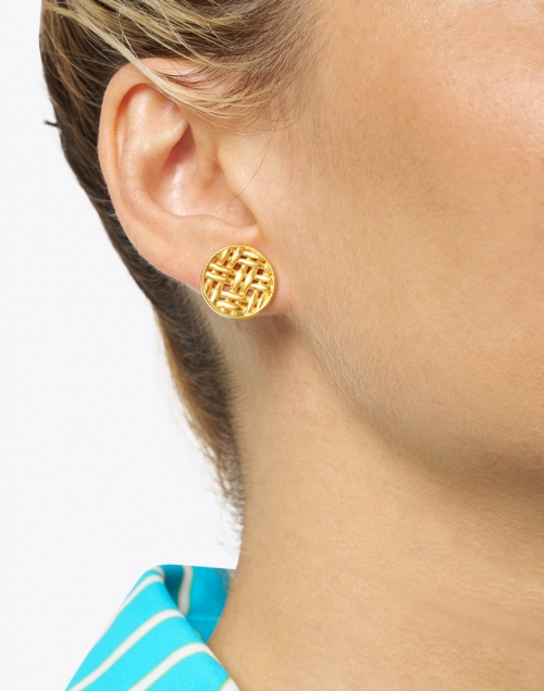 Lontar Gold Weave Stud Earrings