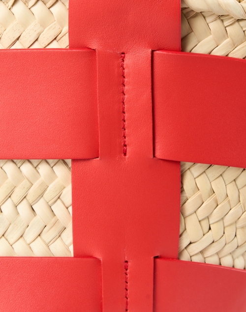 Fabric image - DeMellier - Mini Santorini Red Leather and Raffia Tote Bag
