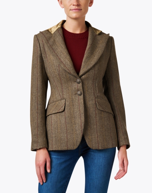 Front image - T.ba - Swing Brown Stripe Tweed Jacket