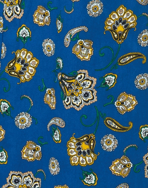 Fabric image - Veronica Beard - Dova Blue Paisley Print Stretch Cotton Pant