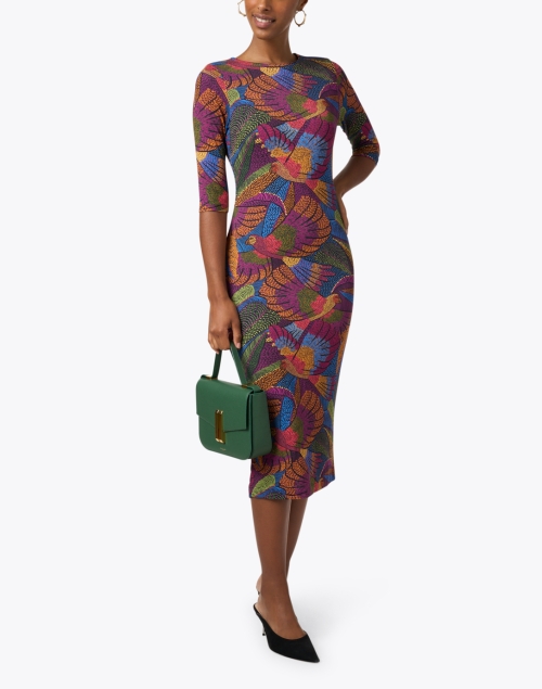 Multi Macaw Print Jersey Dress