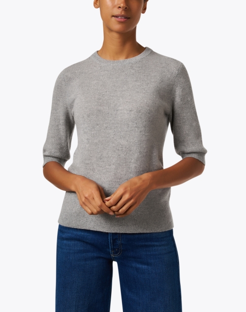 Front image - White + Warren - Grey Cashmere Sweater