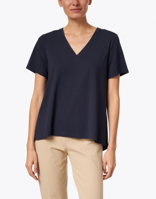 Front image - Hinson Wu - Christy Navy Cotton Modal Tee