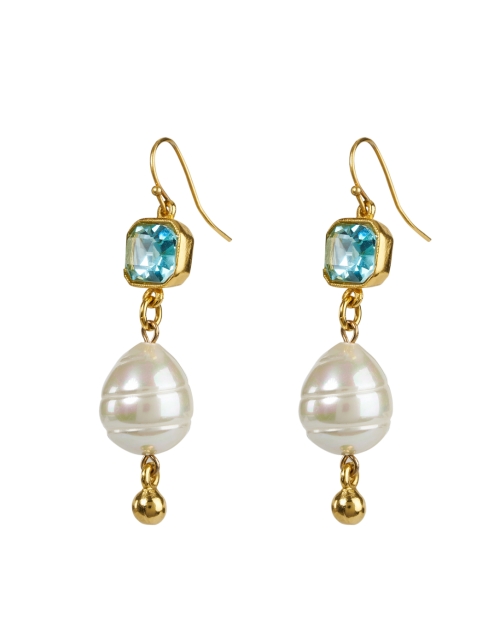 Product image - Ben-Amun - Blue Crystal and Pearl Drop Earrings