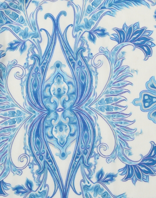 Fabric image - Kinross - Blue Paisley Print Silk Cashmere Scarf