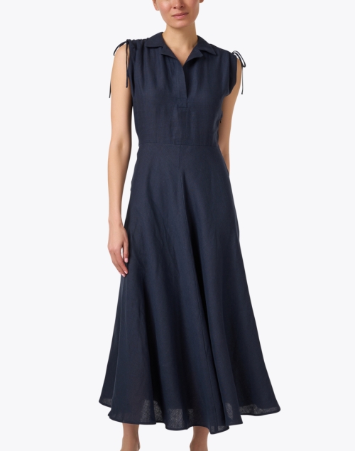 Front image - Ines de la Fressange - Violine Navy Linen Dress